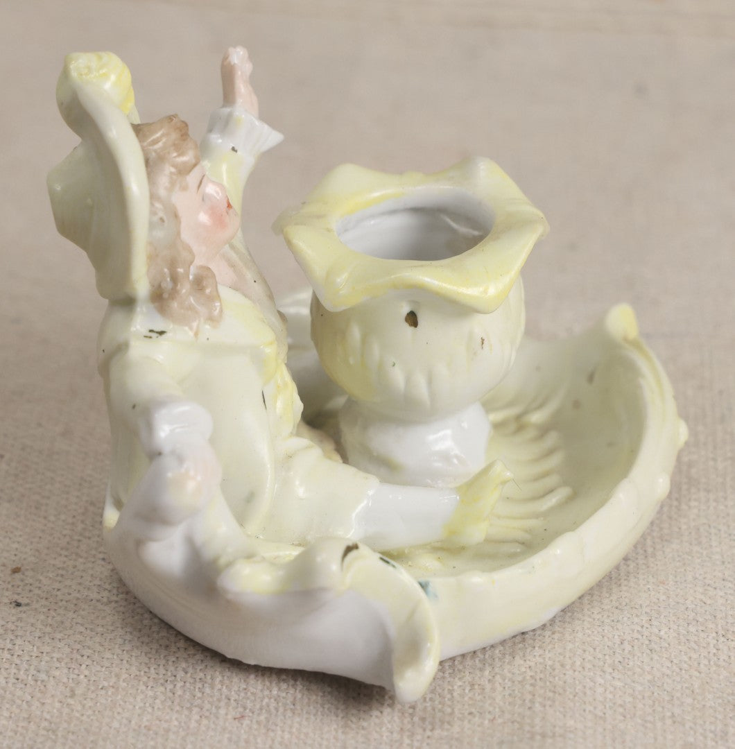 Lot 178 - Antique Porcelain Figural Vase With Girl Seated On A Leaf-Form Base