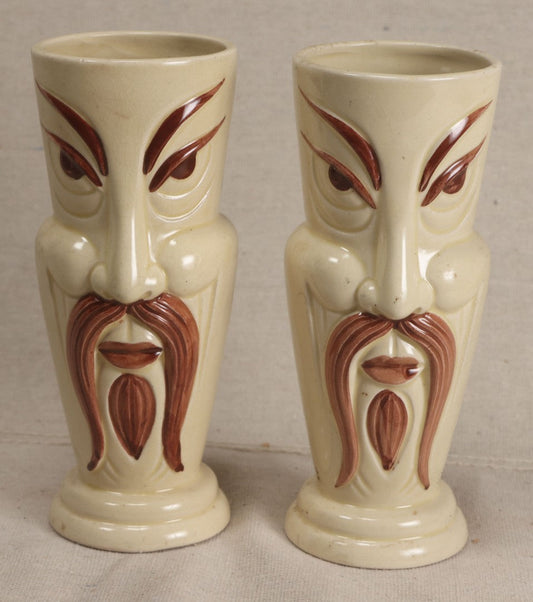 Lot 182 - Pair Of Vintage Orchids Of Hawaii R-82 Ceramic Tiki Face Mugs, Japan