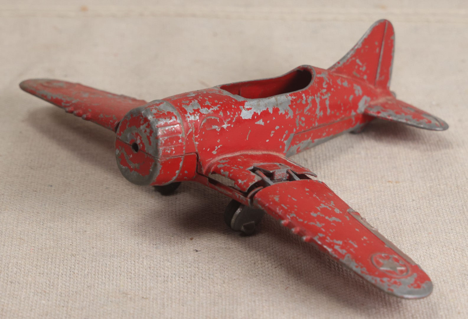Lot 183 - Vintage Hubley Kiddie Toy Red Die-Cast Fighter Airplane With Folding Wings And Retractable Landing Gear, Lancaster, Pennsylvania, Circa Late 1940s–Early 1960s