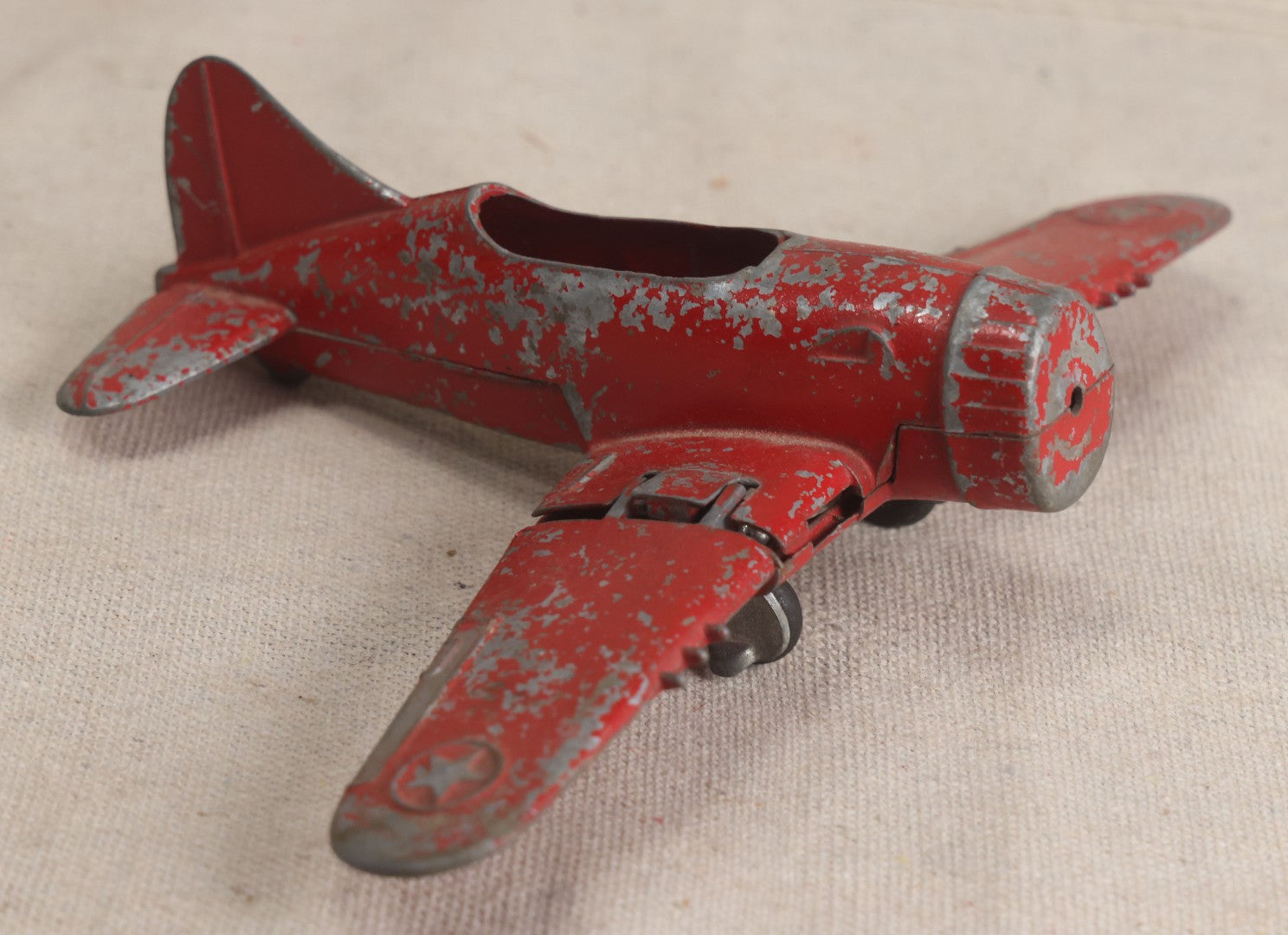 Lot 183 - Vintage Hubley Kiddie Toy Red Die-Cast Fighter Airplane With Folding Wings And Retractable Landing Gear, Lancaster, Pennsylvania, Circa Late 1940s–Early 1960s
