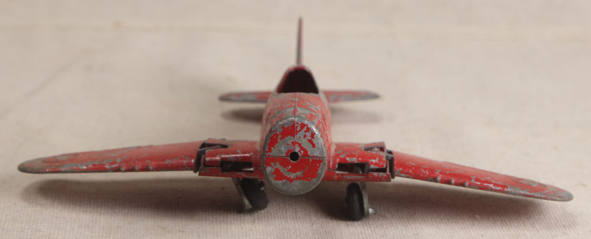 Lot 183 - Vintage Hubley Kiddie Toy Red Die-Cast Fighter Airplane With Folding Wings And Retractable Landing Gear, Lancaster, Pennsylvania, Circa Late 1940s–Early 1960s