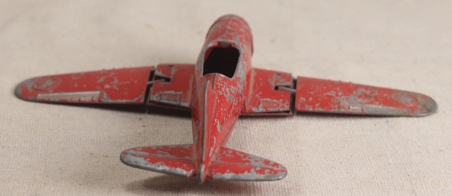 Lot 183 - Vintage Hubley Kiddie Toy Red Die-Cast Fighter Airplane With Folding Wings And Retractable Landing Gear, Lancaster, Pennsylvania, Circa Late 1940s–Early 1960s