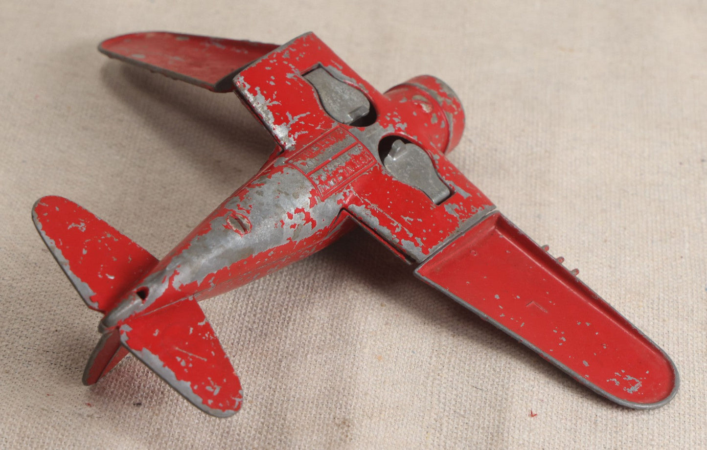 Lot 183 - Vintage Hubley Kiddie Toy Red Die-Cast Fighter Airplane With Folding Wings And Retractable Landing Gear, Lancaster, Pennsylvania, Circa Late 1940s–Early 1960s