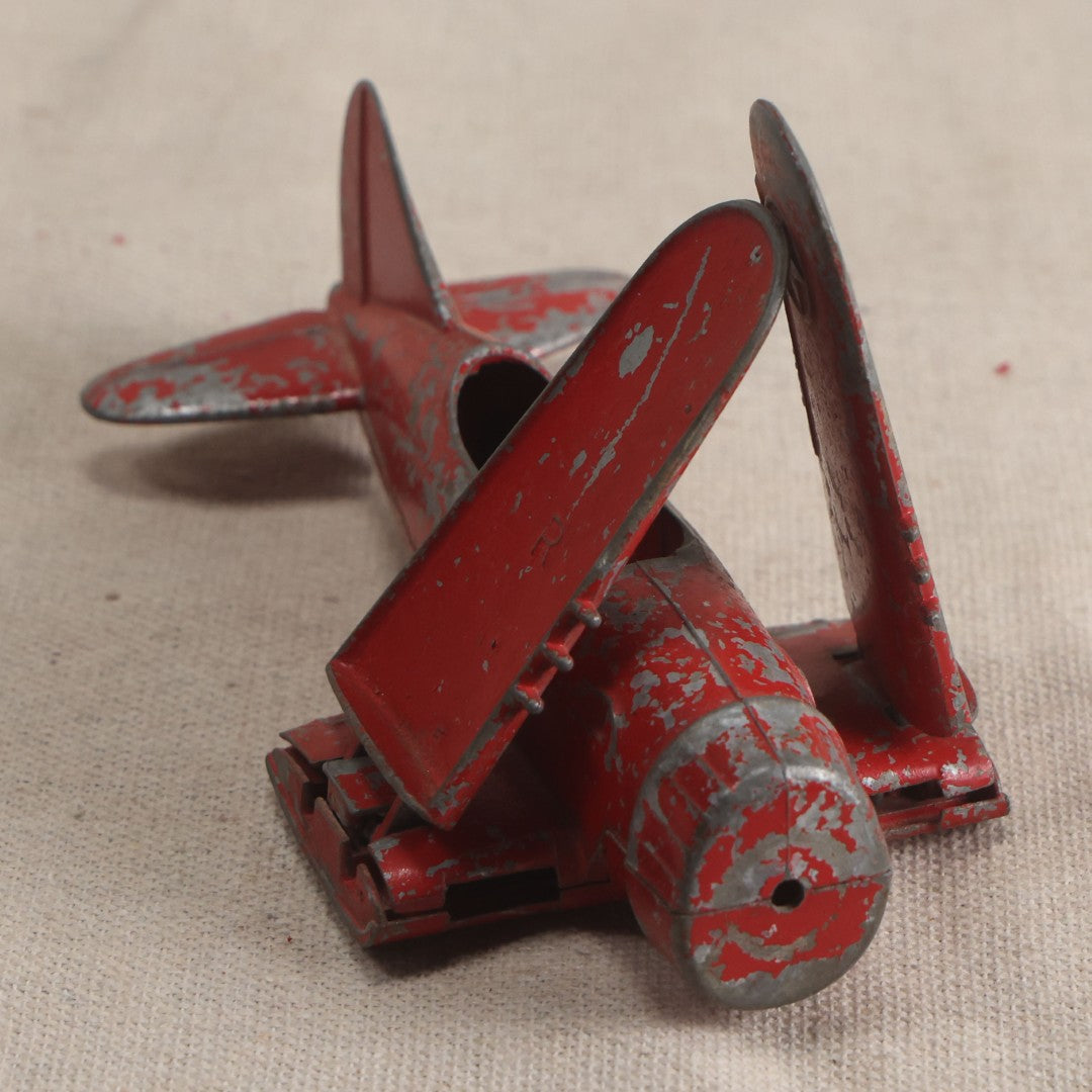 Lot 183 - Vintage Hubley Kiddie Toy Red Die-Cast Fighter Airplane With Folding Wings And Retractable Landing Gear, Lancaster, Pennsylvania, Circa Late 1940s–Early 1960s