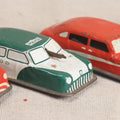 Lot 184 - Grouping Of Four Vintage Argo Tin Lithographed Toy Sedan Cars Including Police Car, In Red, Blue, And Green