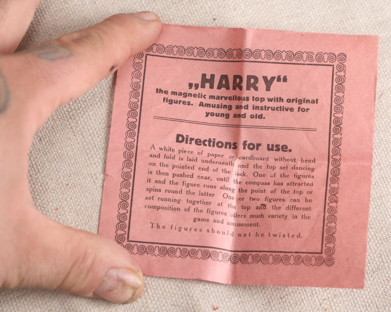 Lot 186 - Vintage "Harry" Magnetic Spinning Top Toy With Figures And Instruction Sheet In Printed Box, Made In Germany