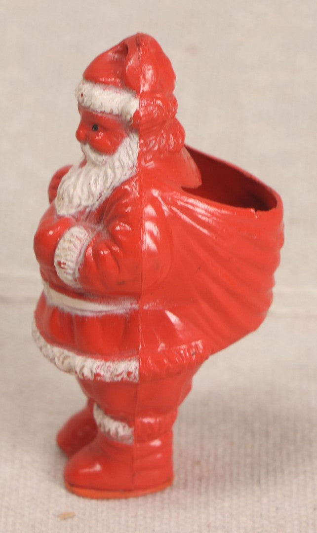 Lot 187 - Vintage Irwin Hard Plastic Santa Claus On Skis Candy Container Christmas Ornament With Open Toy Sack, Circa 1940s Missing Skis, U.S.A..