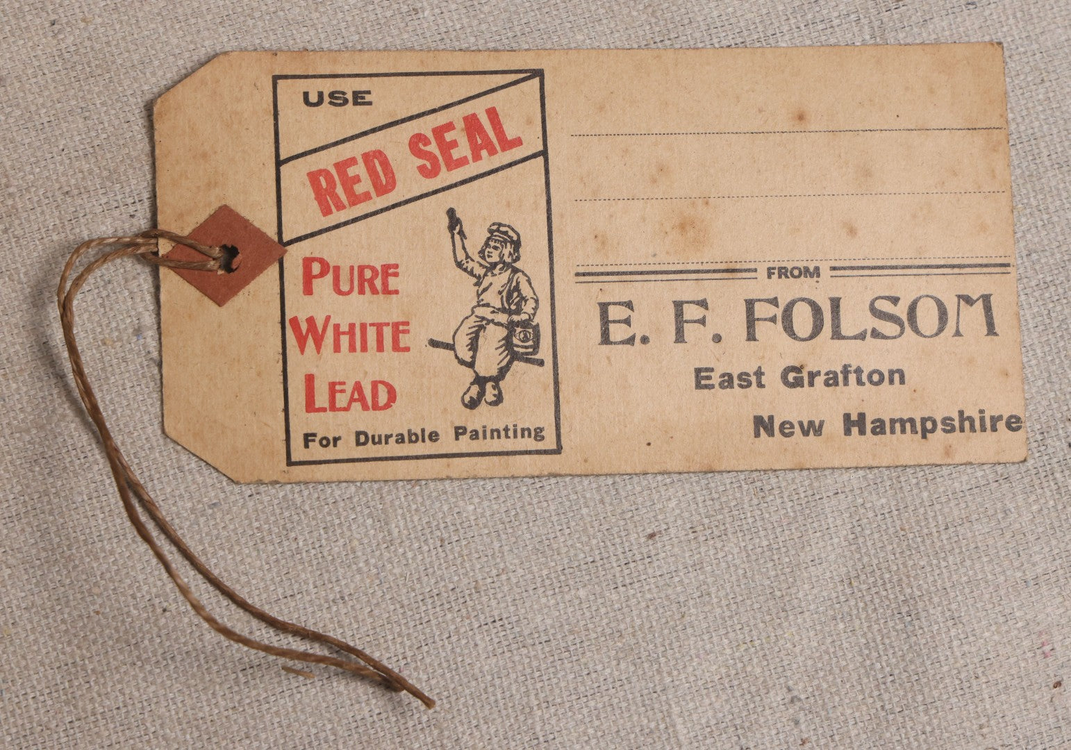 Lot 192 - Grouping Of 14 Antique Red Seal Pure White Lead Paint Advertising Shipping Tags From E.F. Folsom, East Grafton, New Hampshire