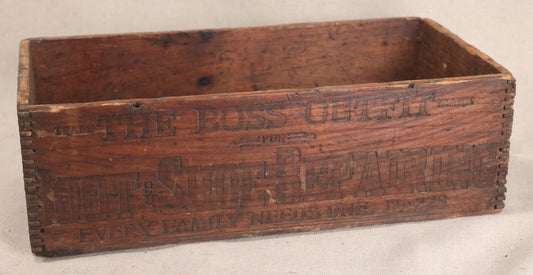 Lot 198 - Antique "The Boss Outfit" No. 228 Boot And Shoe Repairing Kit Finger-Jointed Wooden Box