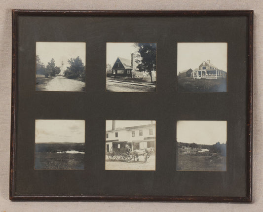 Lot 202 - Antique Framed Grouping Of Six Photographs Of New Ipswich, New Hampshire, Including Church, Residences, Lake View, And Horse-Drawn Wagon