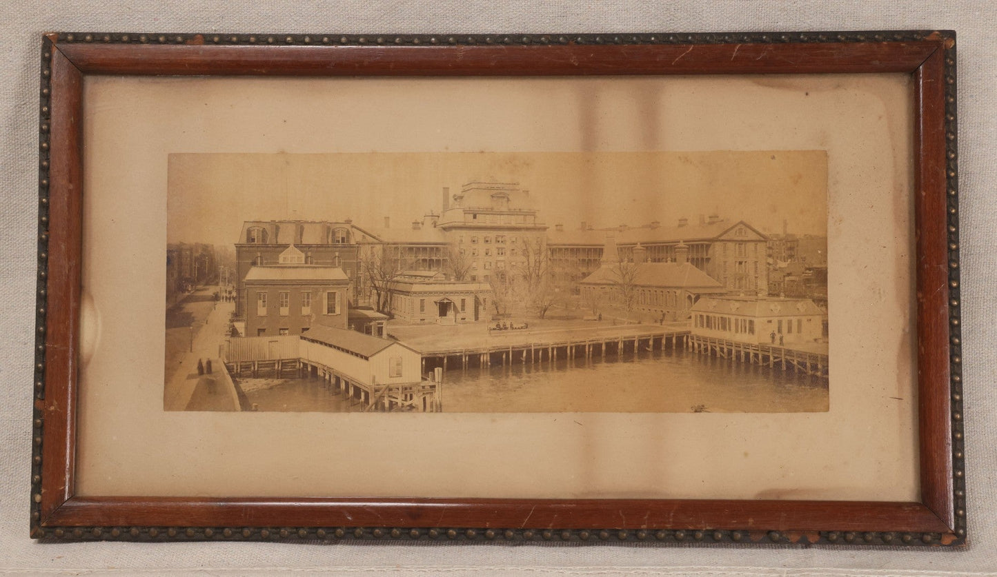 Lot 203 - Antique Framed Panoramic Photograph Of Bellevue Hospital And East River Pier, New York City