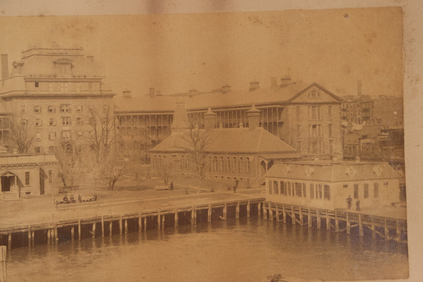 Lot 203 - Antique Framed Panoramic Photograph Of Bellevue Hospital And East River Pier, New York City