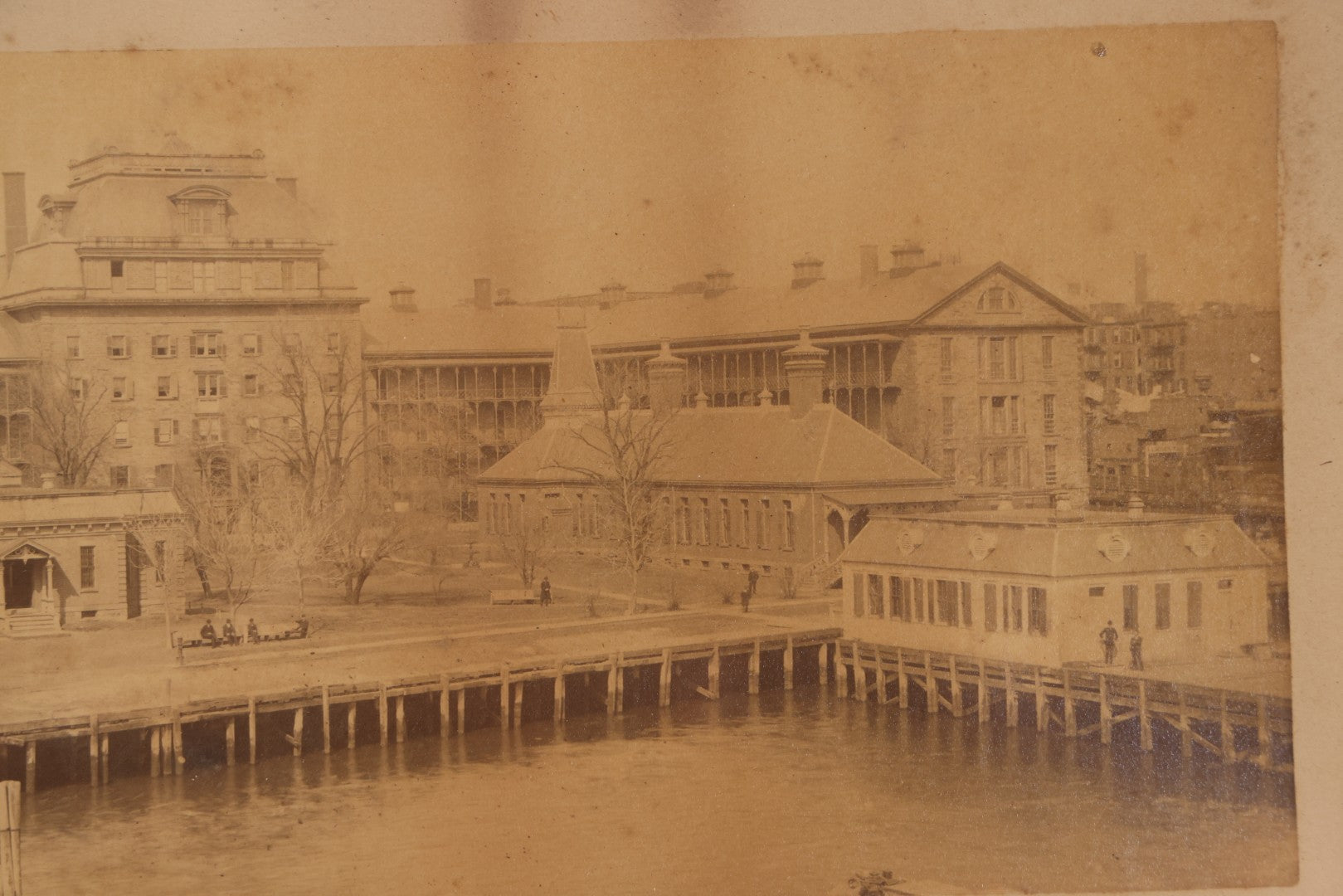 Lot 203 - Antique Framed Panoramic Photograph Of Bellevue Hospital And East River Pier, New York City