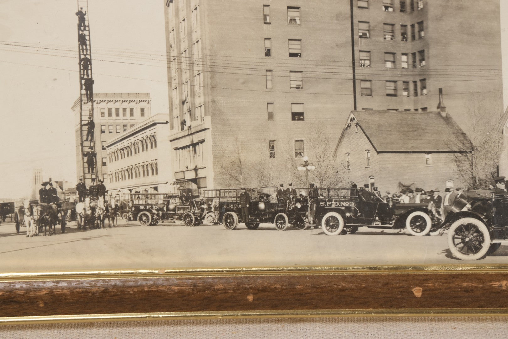 Lot 204 - Antique Framed Panoramic Photograph Of The Saskatoon Fire Department On 3rd Avenue South, Saskatoon, Saskatchewan, Canada, Circa 1917