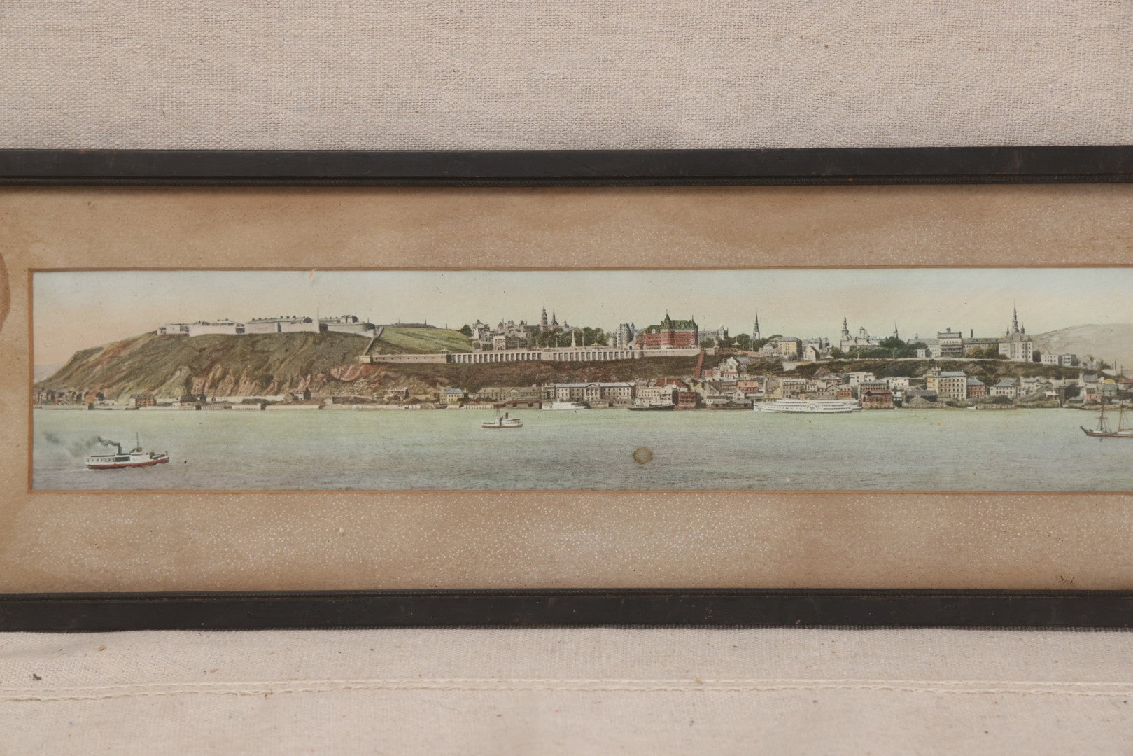 Lot 205 - Antique Framed Color Panoramic Print Of Quebec City, Canada, Viewed From The St. Lawrence River