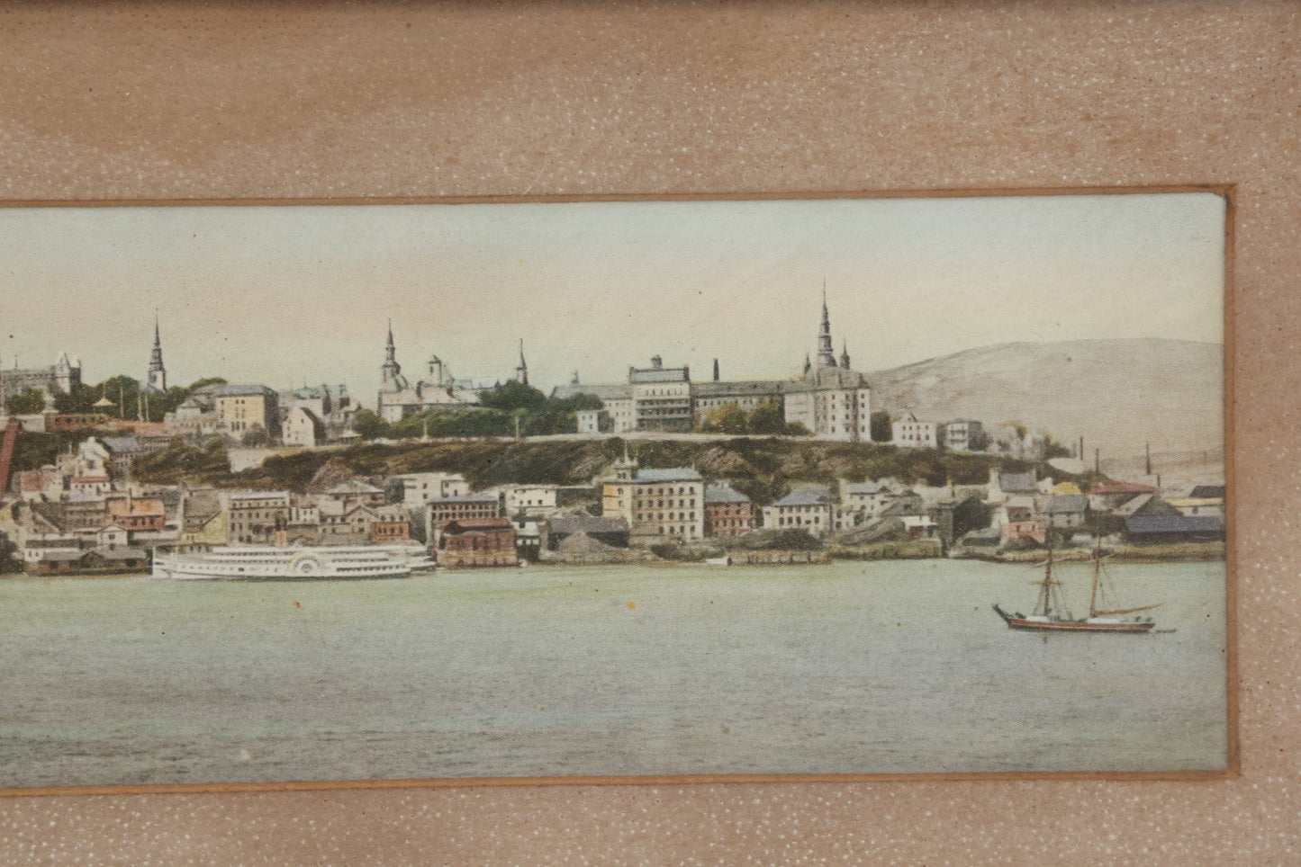 Lot 205 - Antique Framed Color Panoramic Print Of Quebec City, Canada, Viewed From The St. Lawrence River