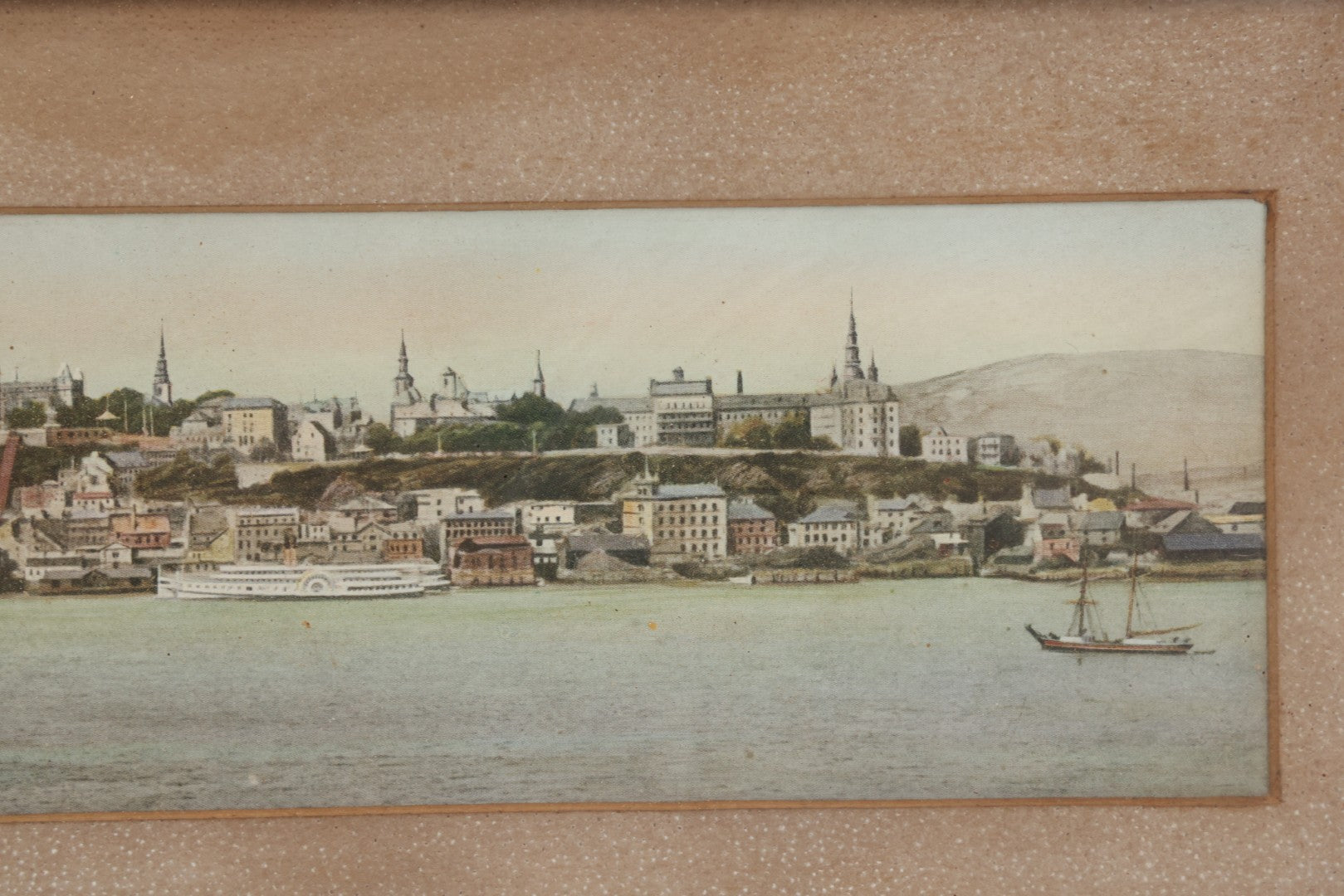Lot 205 - Antique Framed Color Panoramic Print Of Quebec City, Canada, Viewed From The St. Lawrence River