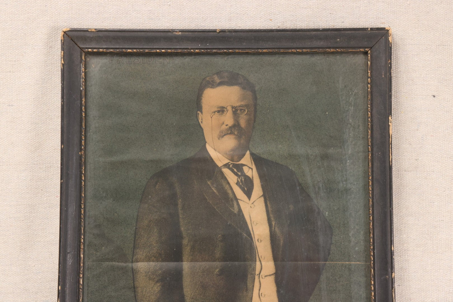Lot 206 - Antique Framed Portrait Print Of President Theodore Roosevelt, Compliments Of The St. Johnsbury Republican