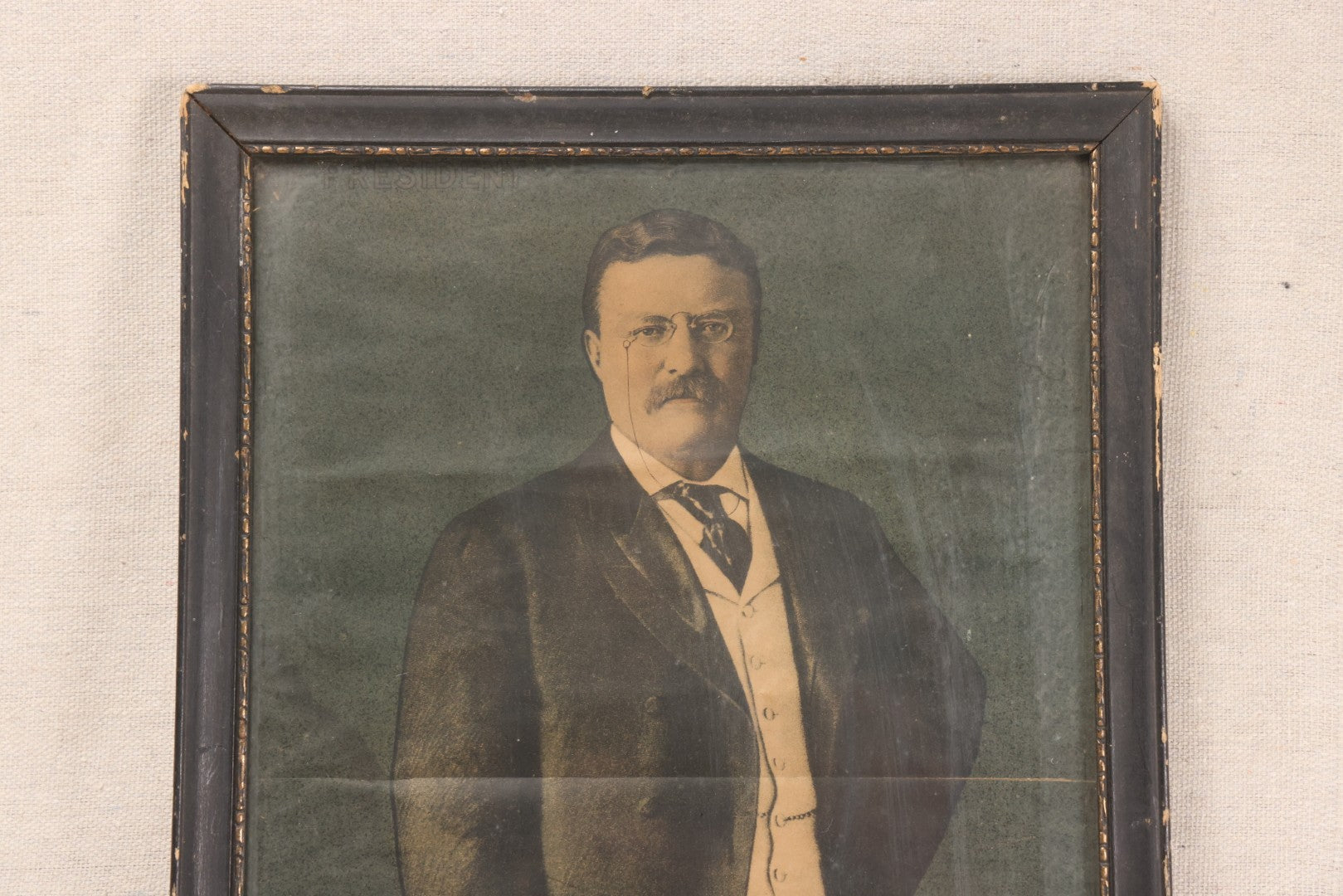 Lot 206 - Antique Framed Portrait Print Of President Theodore Roosevelt, Compliments Of The St. Johnsbury Republican
