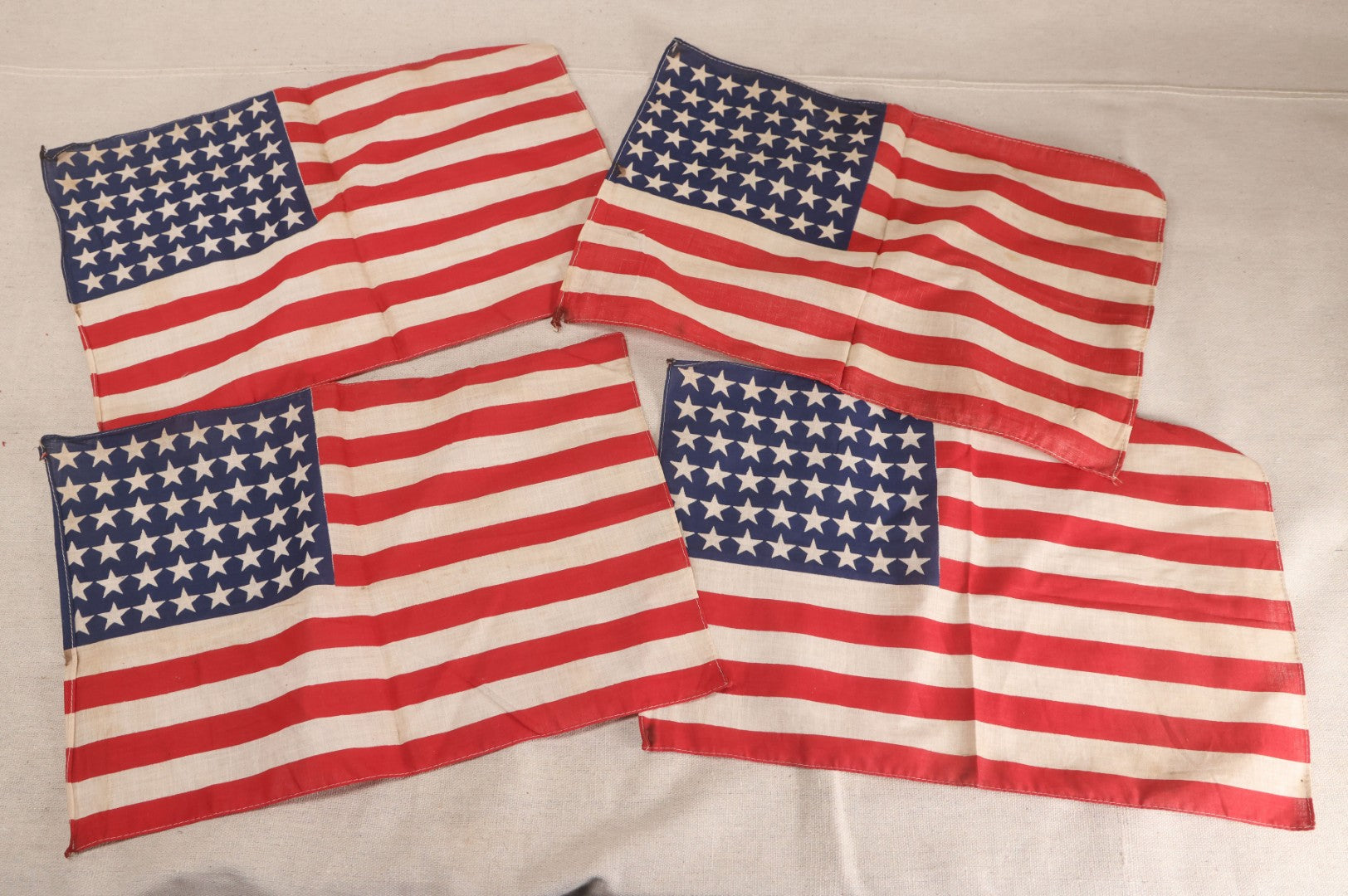 Lot 211 - Grouping Of 4 Vintage 48-Star American Parade Flags, Printed Cotton
