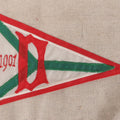 Lot 212 - Antique 1901 Sewn Pennant Yacht Flag With Monogram, Red, White, And Green, 7-1/2" x 5"