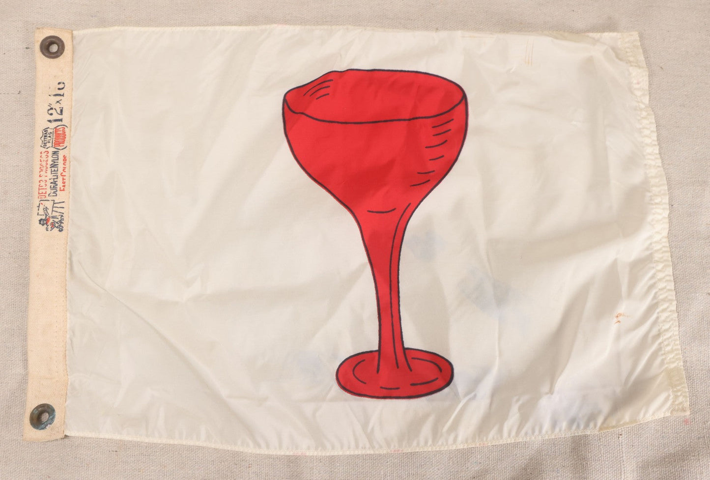 Lot 214 - Vintage Nautical Cocktail Yacht Flag With Red Wine Glass, Dettras Flag Products, Dura-Lite Nylon