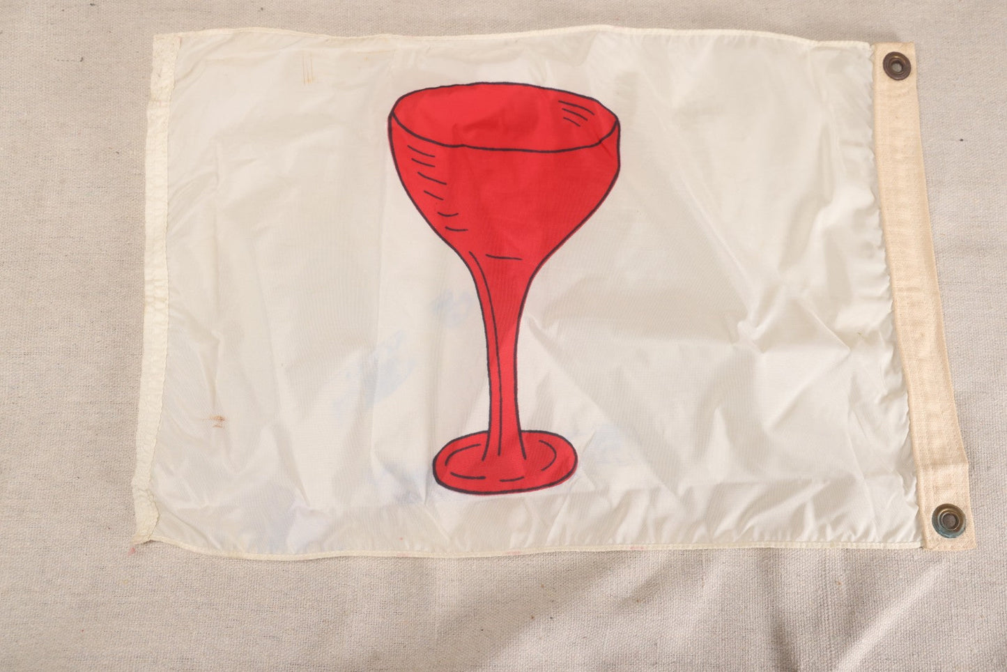 Lot 214 - Vintage Nautical Cocktail Yacht Flag With Red Wine Glass, Dettras Flag Products, Dura-Lite Nylon