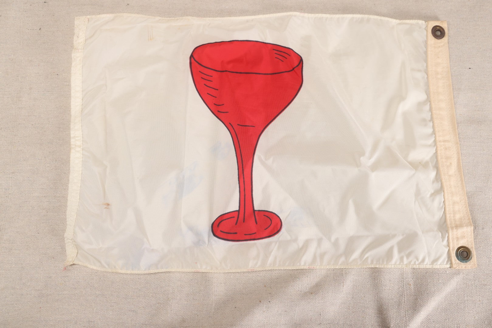 Lot 214 - Vintage Nautical Cocktail Yacht Flag With Red Wine Glass, Dettras Flag Products, Dura-Lite Nylon
