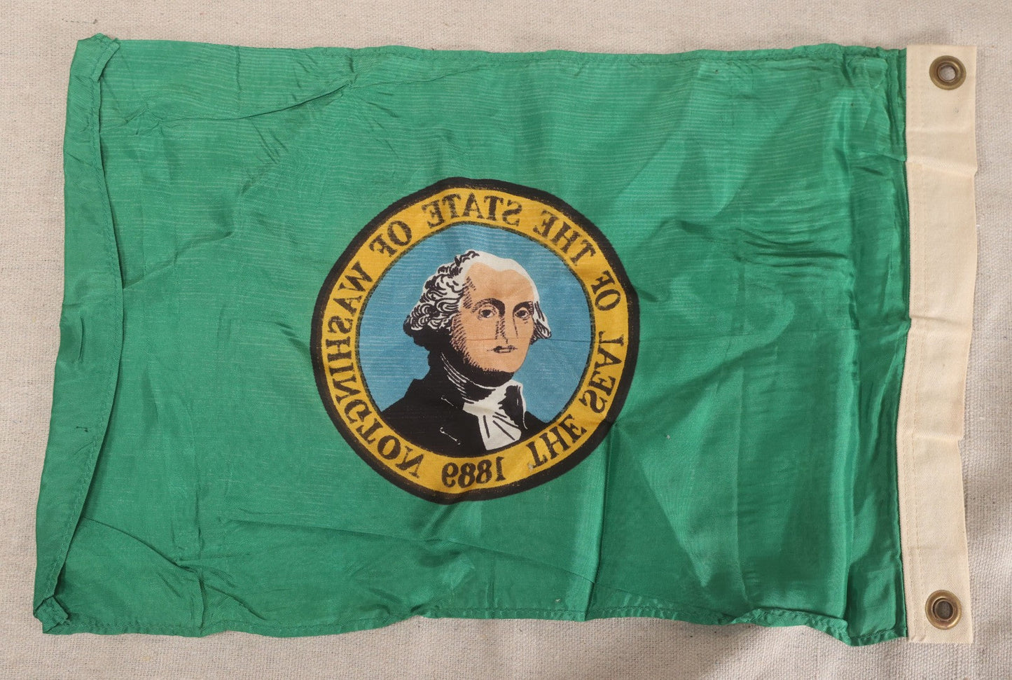 Lot 215 - Vintage State Of Washington Yacht Flag With State Seal And Portrait Of George Washington