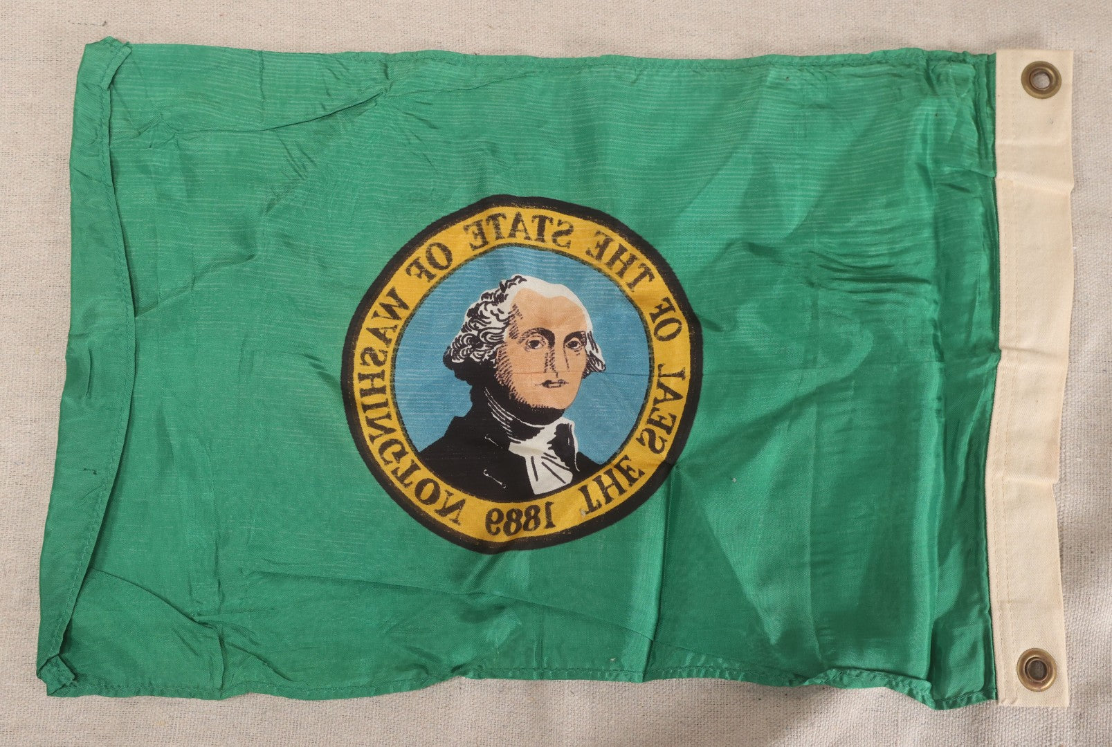 Lot 215 - Vintage State Of Washington Yacht Flag With State Seal And Portrait Of George Washington