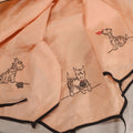 Lot 223 - Vintage Hand-Embroidered Card Table Cover With Scottie Dogs Holding Playing Card Suit Symbols, Black Binding With Corner Ties, 29-1/2" x 30-1/2"