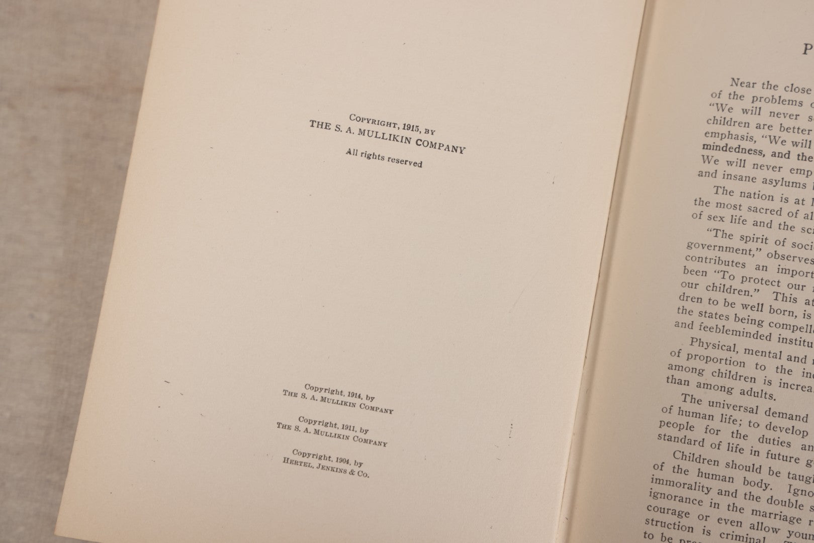 Lot 231 - "Nature's Secrets Revealed: Scientific Knowledge Of The Laws Of Sex Life And Heredity Or Eugenics" Antique Book By T. W. Shannon, Published By The S. A. Mullikin Company, Marietta, Ohio, 1915