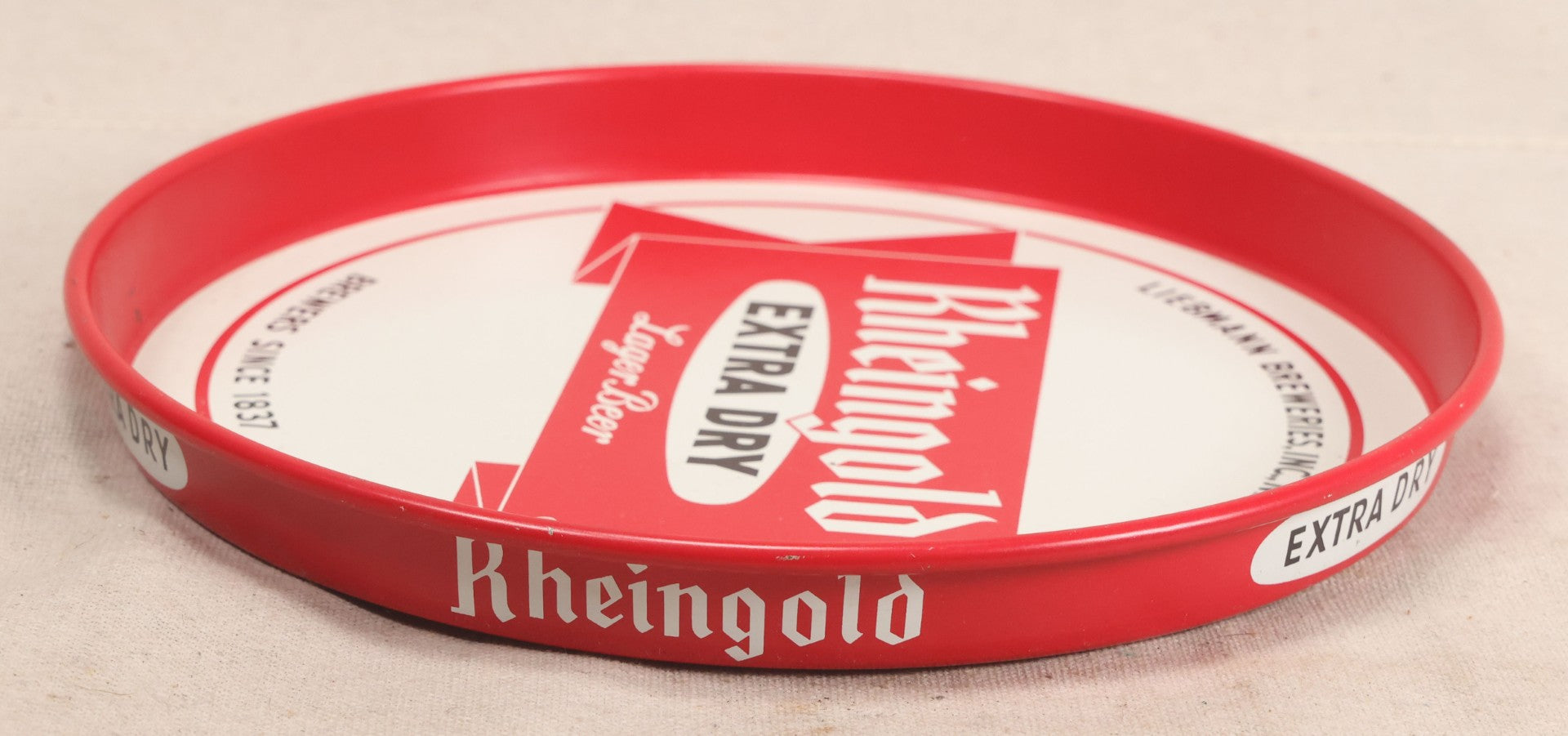 Lot 240 - Vintage Rheingold Extra Dry Lager Beer Metal Advertising Serving Tray, Liebmann Breweries, Inc., New York, New York