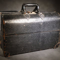 Lot 010 - Vintage "Pandora" Bag Dome-Top Physician's Or Dentist's Bag, Black Pebbled Leather, Multi-Compartment Interior, Made In U.S.A..