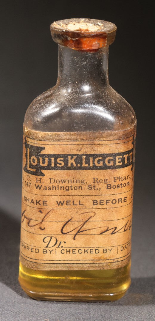 Lot 018 - Grouping Of Six Vintage Glass Flavoring Oil Extract Bottles With Contents Including Anise, Lemon, Lime, Clove, Orange, And Sassafras