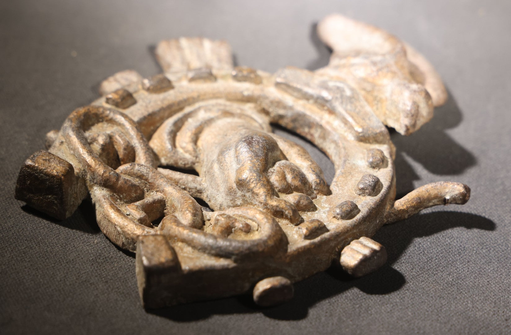 Lot 020 - Antique Cast Iron Independent Order Of Odd Fellows I.O.O.F.. Ornament, Horseshoe With Three Links F.L.T., Hand, Bird, And Flanking Tools, Note Loss To Lower Left