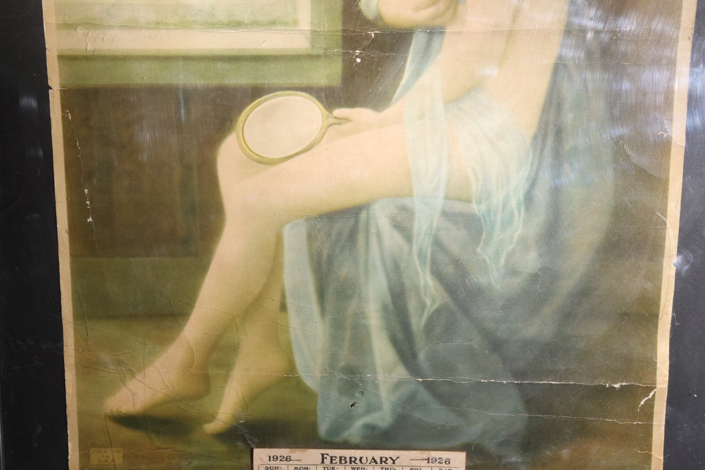Lot 023 - Antique 1926 F. Molinaro Ladies' And Gentlemen's Tailor Advertising Pin-Up Calendar, Danbury, Connecticut, In Modern Plastic Box Frame