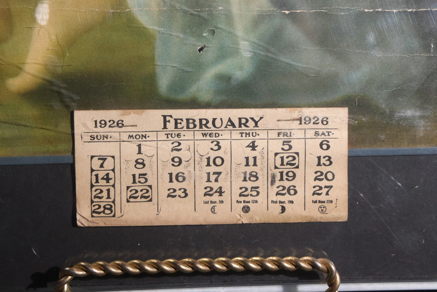 Lot 023 - Antique 1926 F. Molinaro Ladies' And Gentlemen's Tailor Advertising Pin-Up Calendar, Danbury, Connecticut, In Modern Plastic Box Frame