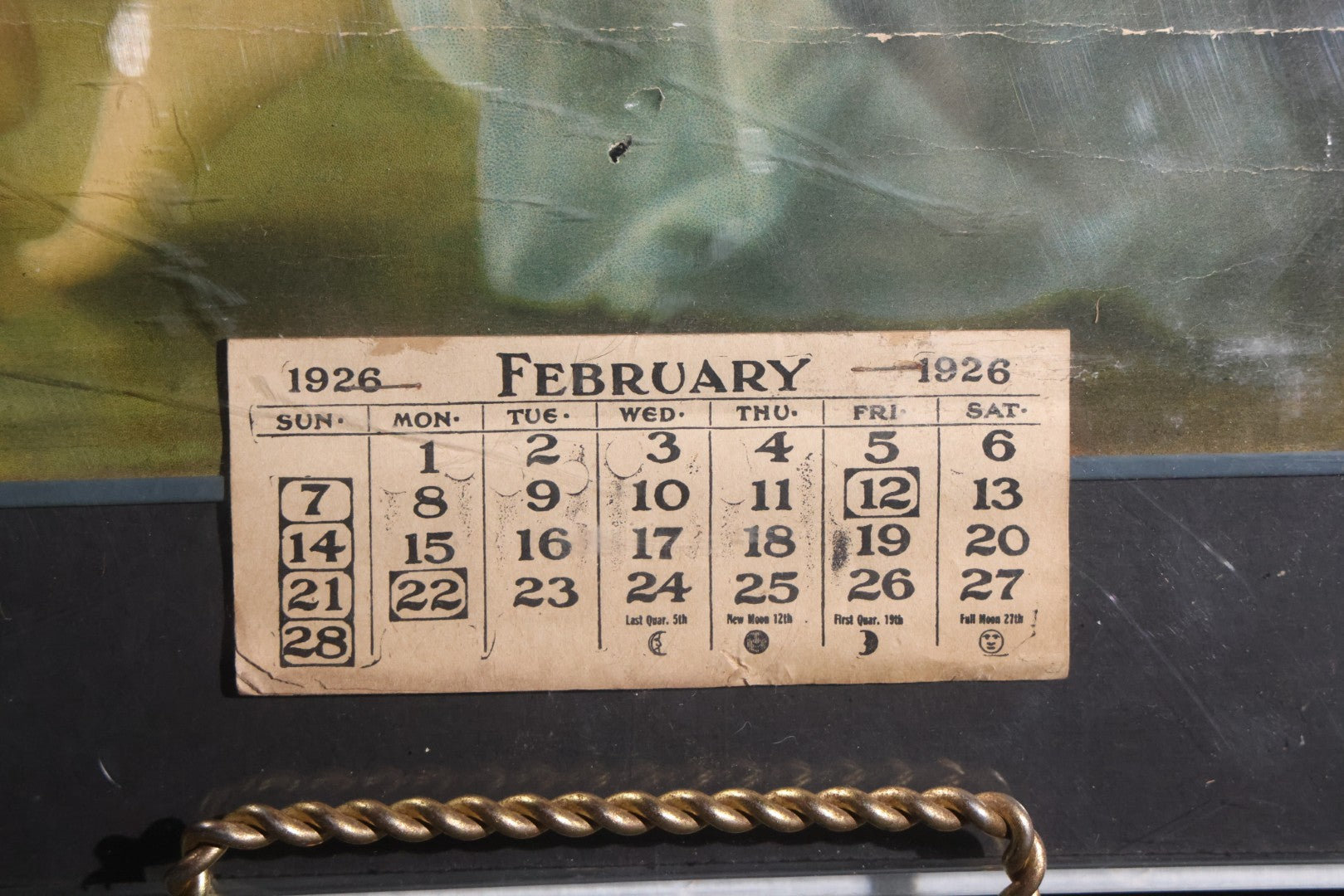 Lot 023 - Antique 1926 F. Molinaro Ladies' And Gentlemen's Tailor Advertising Pin-Up Calendar, Danbury, Connecticut, In Modern Plastic Box Frame
