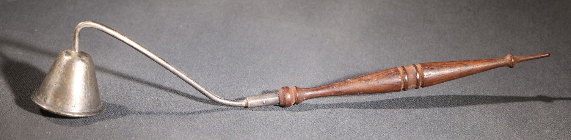 Lot 028 - Pair Of Antique Sterling Silver Candle Snuffers With Turned Wooden Handles, Sold By Gump's Of San Francisco, California, With Mark