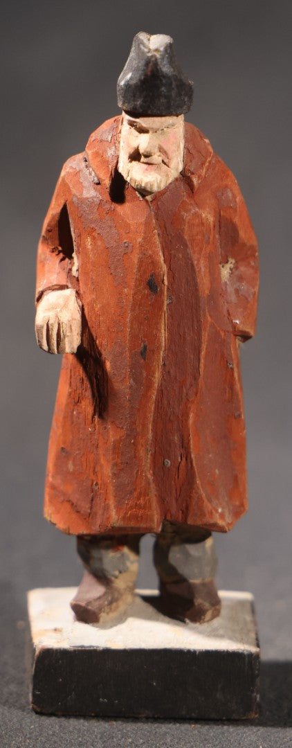 Lot 034 - Grouping Of Eight Vintage Folk Art Hand-Carved And Painted Wooden Figures In Traditional Dress