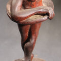 Lot 036 - Antique Folk Art Hand-Carved Wooden Ballerina Figure On Base, Note Missing Hand, 8-3/4" H