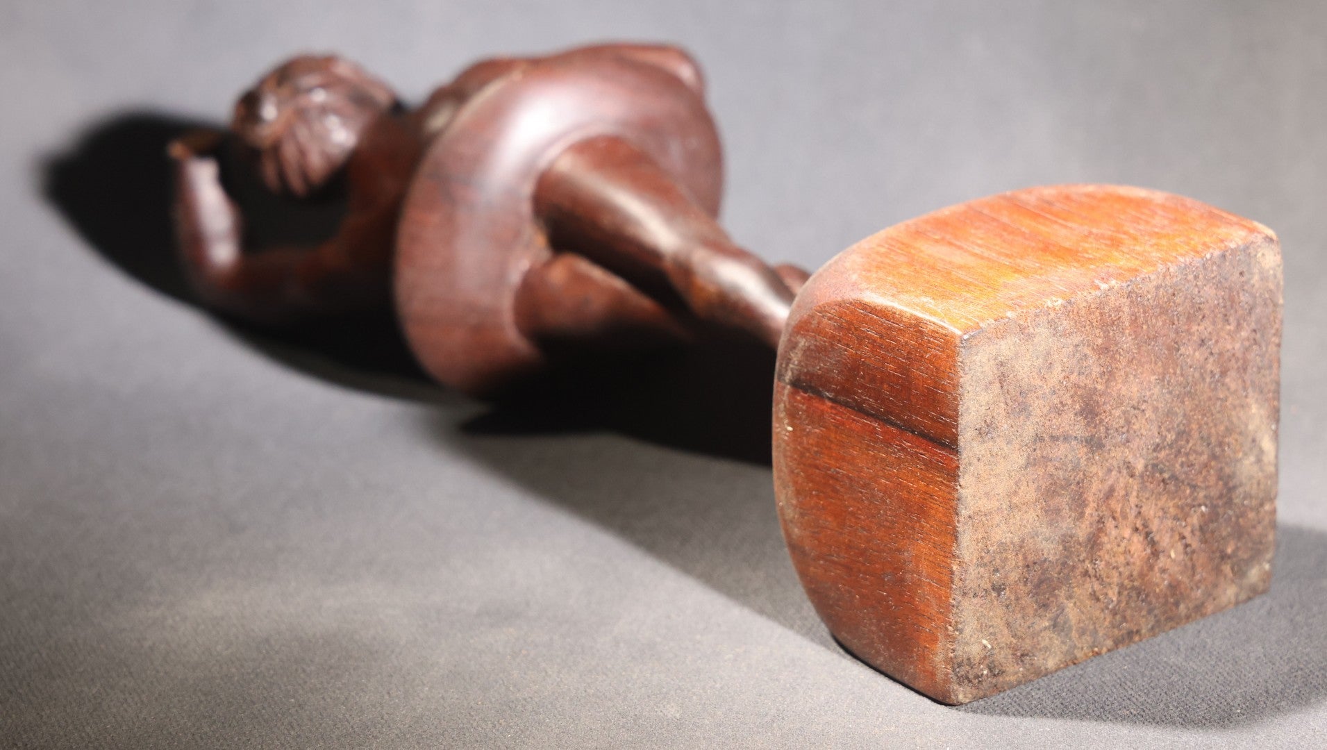 Lot 036 - Antique Folk Art Hand-Carved Wooden Ballerina Figure On Base, Note Missing Hand