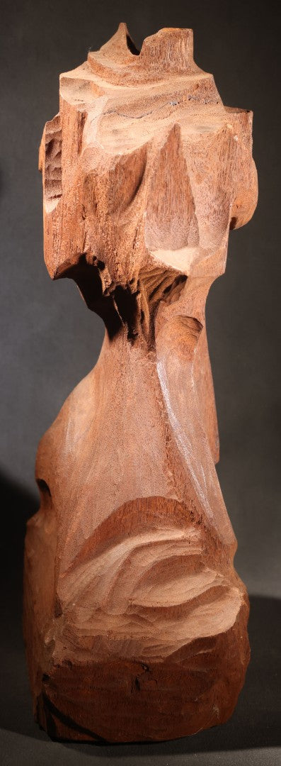 Lot 040 - Vintage Abstract Carved Mahogany Wood Sculpture By Diran Dohanian (American, 1931-2019), Labeled On Base