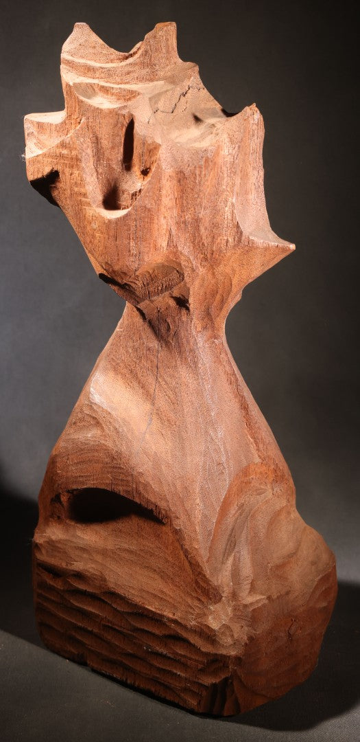 Lot 040 - Vintage Abstract Carved Mahogany Wood Sculpture By Diran Dohanian (American, 1931-2019), Labeled On Base