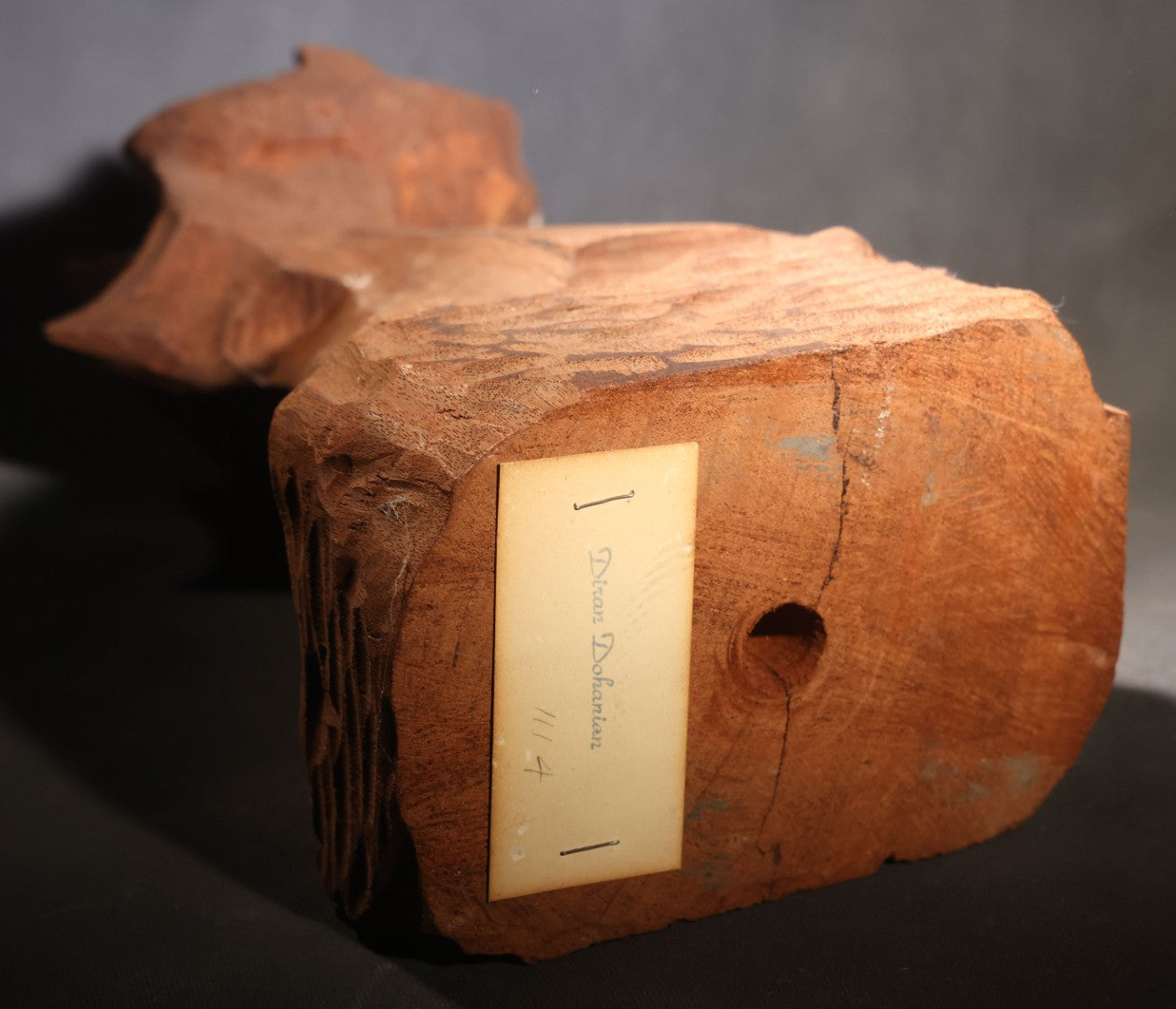 Lot 040 - Vintage Abstract Carved Mahogany Wood Sculpture By Diran Dohanian (American, 1931-2019), Labeled On Base