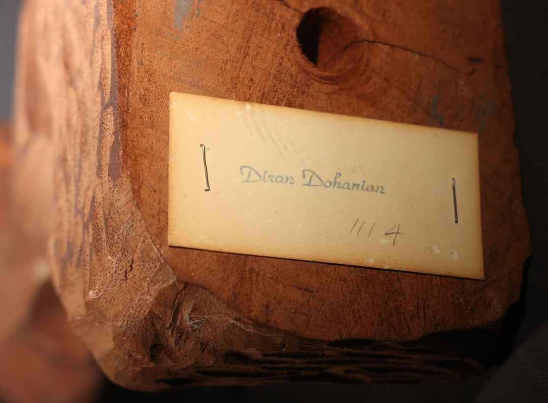 Lot 040 - Vintage Abstract Carved Mahogany Wood Sculpture By Diran Dohanian (American, 1931-2019), Labeled On Base