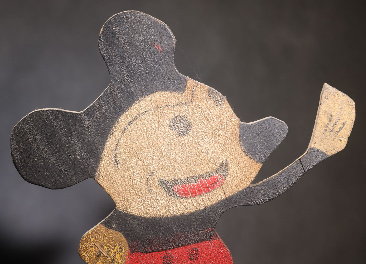 Lot 041 - Vintage Folk Art Painted Wooden Cutout Mickey Mouse Doorstop