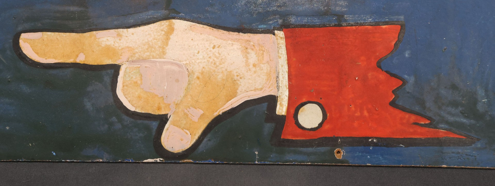 Lot 042 - Vintage Hand-Painted "Collector's Book Store" Sign With Mickey Mouse And Pointing Hand On Hardboard Panel