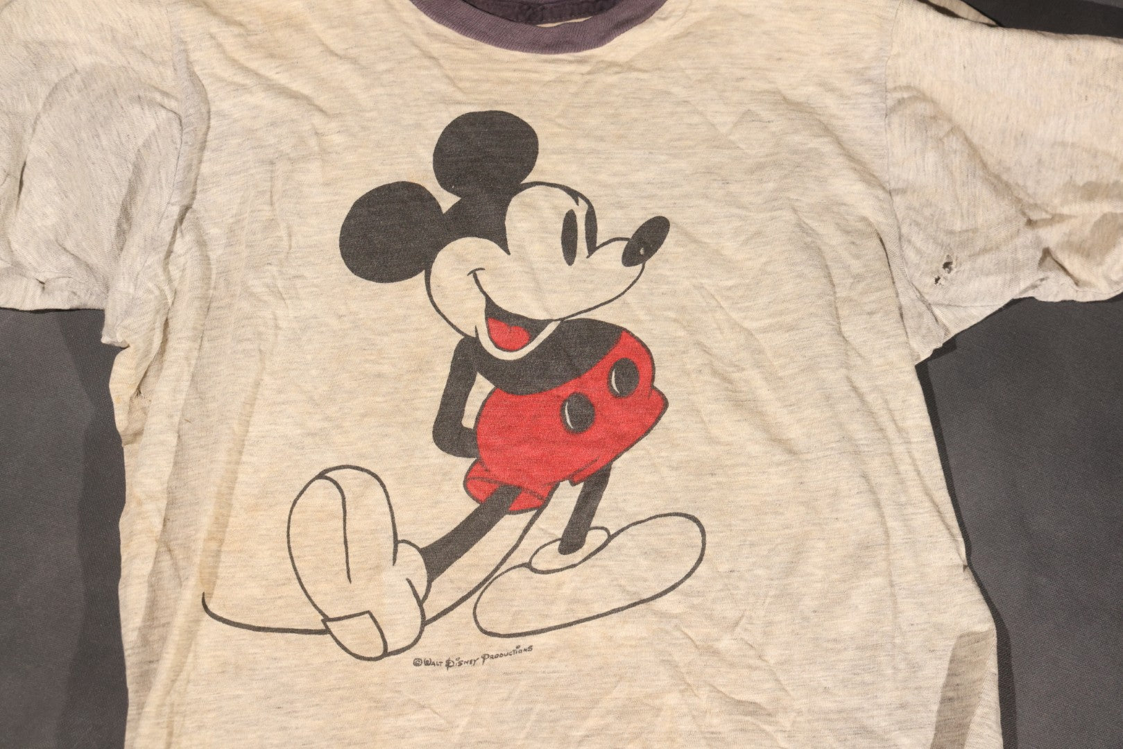 Lot 043 - Vintage Walt Disney Productions Mickey Mouse Ringer T-Shirt, Single-Stitched